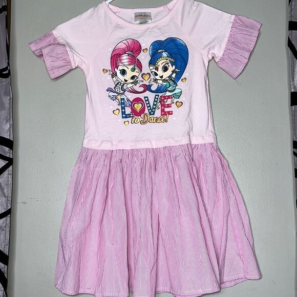 Nickelodeon Shimmer & Shine Girls Pink Dress Size 5 Love to Dance - Picture 1 of 7